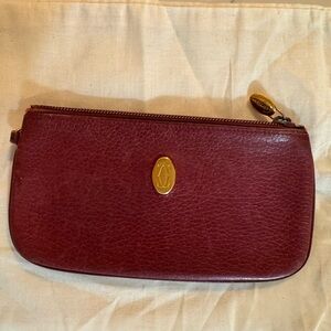 Cartier Burgundy Leather Pouch with Gold Detail